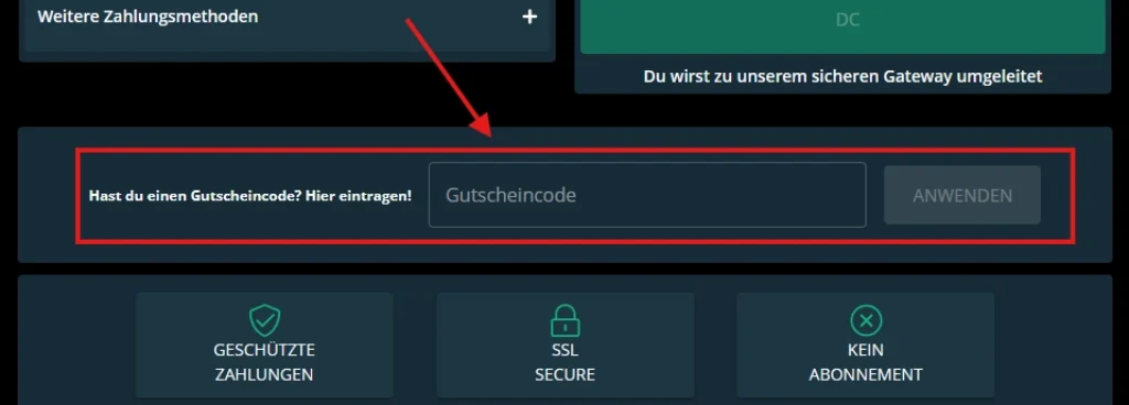 Code eintragen bei MDH