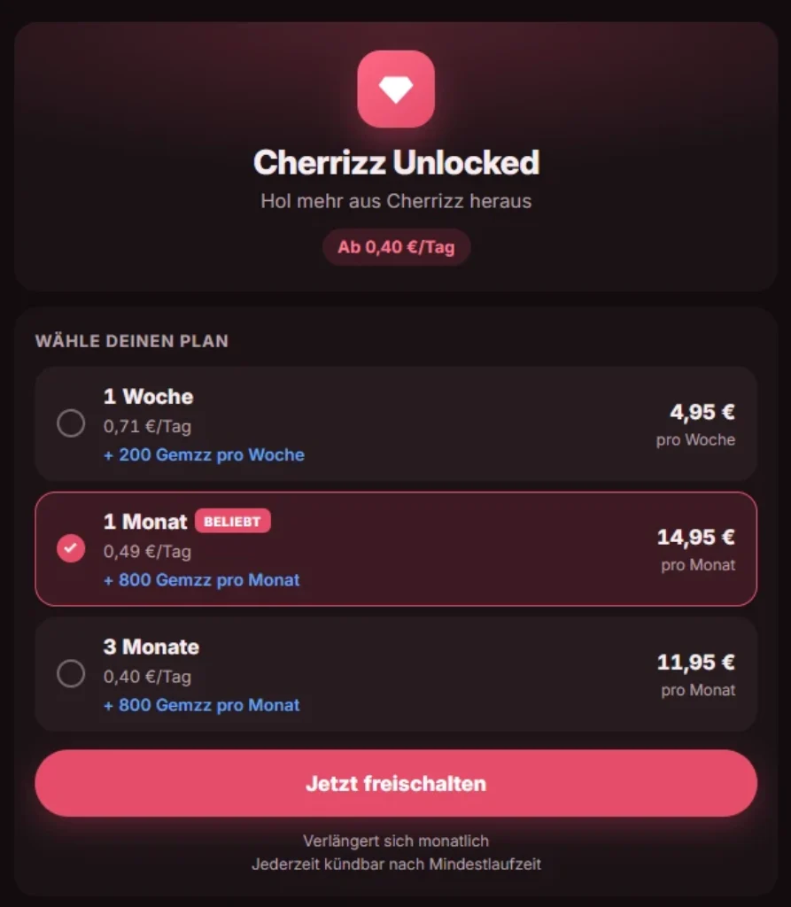Cherrizz kündigen: Pläne im Mitgliederbereich verstehen